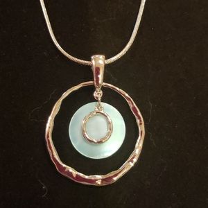 Lia Sophia Blue Shell Silver Ring Necklace
